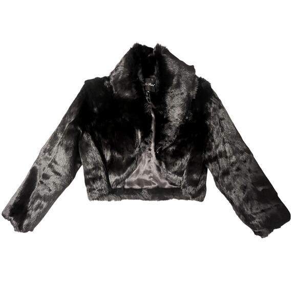 Vintage Belle Fare Black Rabbit Fur Blazer Jacket - Size: M